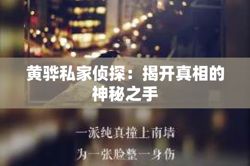 黄骅私家侦探：揭开真相的神秘之手